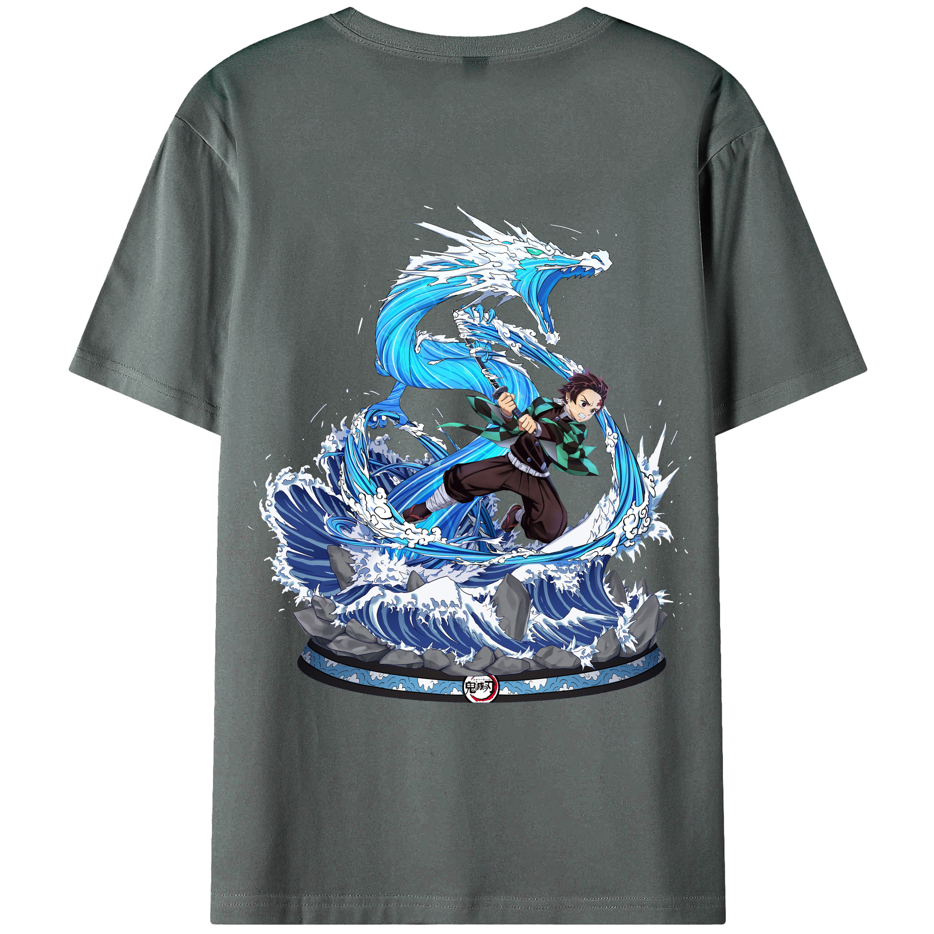 （画像用） 鬼滅の刃 竈門 炭治郎／かまど たんじろう Kamado Tanjirou 綿100％ メンズ半袖Tシャツ（バックプリント） 通気性